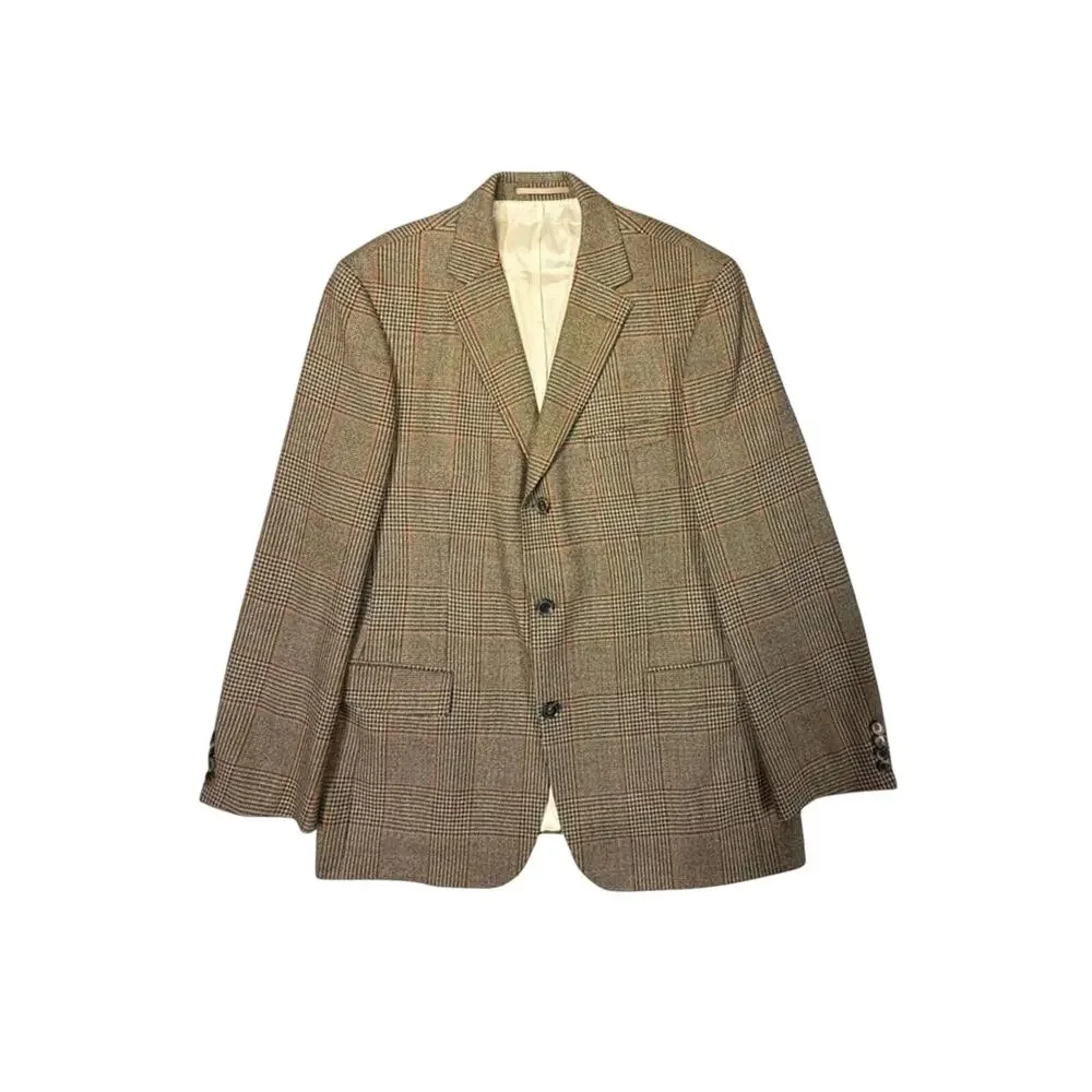 Hugo Boss Blazer Wool Tweed Overcoat Brown L